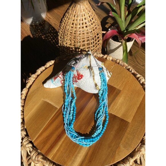 9 Strands Turquoise Style Necklace Vintage Necklace Antique Necklace - Picture 4 of 16